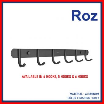 KRISROZ AZ206-GR ALUMINUM MULTIPLE HOOKS -  GREY
