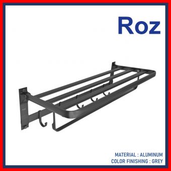 KRISROZ AZ212-GR FOLDABLE TOWEL RACK 600MM ALUM GREY