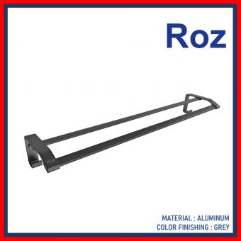 KRISROZ AZ213-GR DOUBLE TOWEL BAR W/HOOK ALUM GREY          