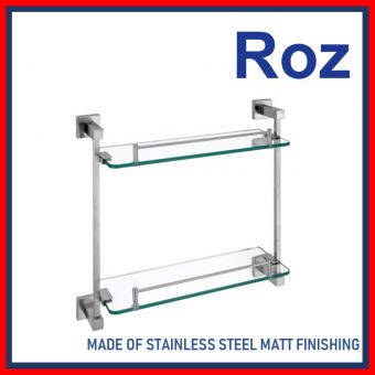 ROZ 2222S DOUBLE GLASS SHELF S/S SATIN