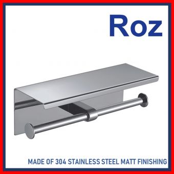 ROZ 5125-S DOUBLE PAPER HOLDER WITH TRAYS/S SATIN