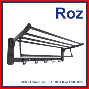 ROZ 8008-B MOVEABLE TOWEL RACK S/S MATT BLACK