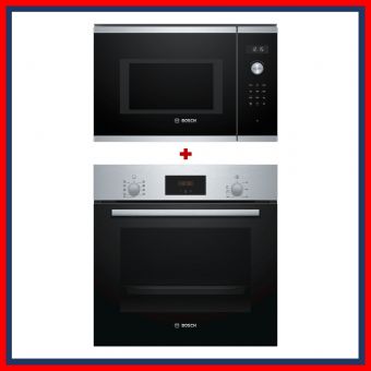 BUNDLE BOSCH HBF114BR0K SERIES 2 BUILT IN OVEN 66L BEL554MS0K SERIES 6 BUILT IN MICROWAVE OVEN 25L