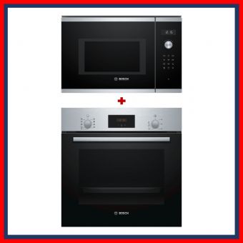 (BUNDLE) BOSCH HBF114BR0K SERIES 2 BUILT-IN OVEN (66L) + BEL554MS0K SERIES 6 BUILT-IN MICROWAVE OVEN (25L)