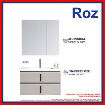 ROZ RZY-91180-1 80CM S/S B.CABINET 2-DRAWER WITH BASIN + 80CM ALM MIRROR CABINET SET