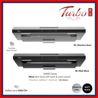 Turbo Incanto TA6002-90 Series 90cm Slim Hood with touch & wave control