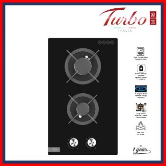 TURBO T6602-GV 31CM 2-BURNER DOMINO GLASS HOB
