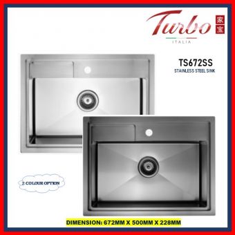 Turbo TS672 (Stainless Steel / Black) SUS304 Stainless Steel Kitchen Sink