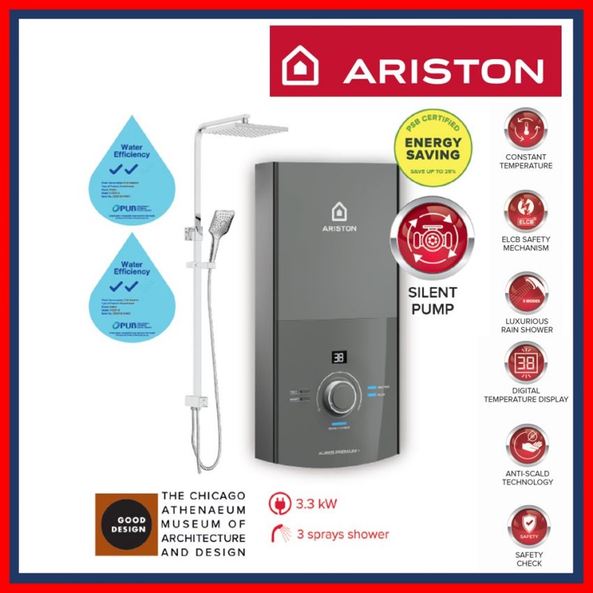ARISTON AURES PREMIUM+PUMP RAINSHOWER HEATER 3195404