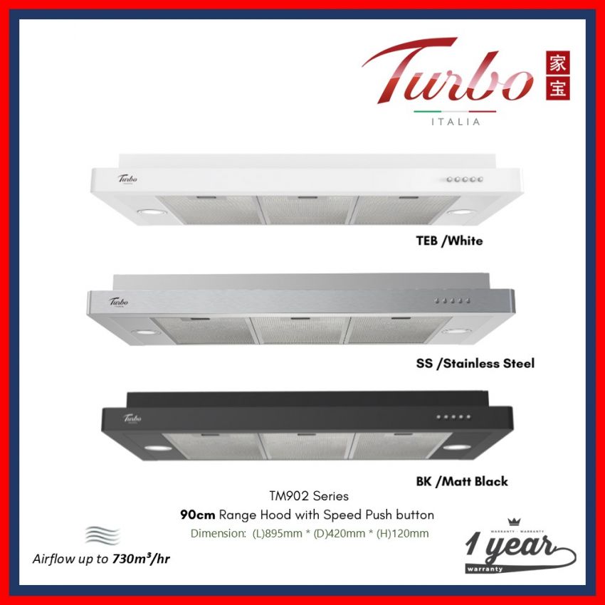 Turbo Incanto TM902 Series 90cm Range Hood