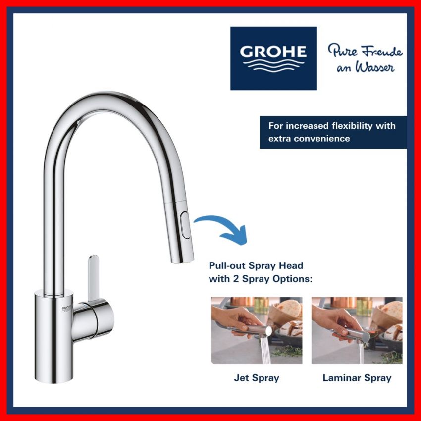 Spültischmischer Grohe Eurosmart Cosmopolitan Mit Herausziehbare Geschirrbrause Ausladung 223 Mm Chrom 31481001