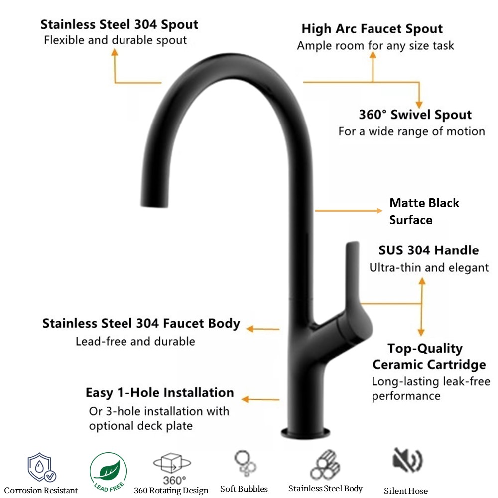 KRISROZ KSM87013D6 SINK MIXER BLACK